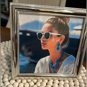 Preowned Silver Plated Tabletop Photo Frame•PhillipWhitney LTD•Holds photo 5”x5”